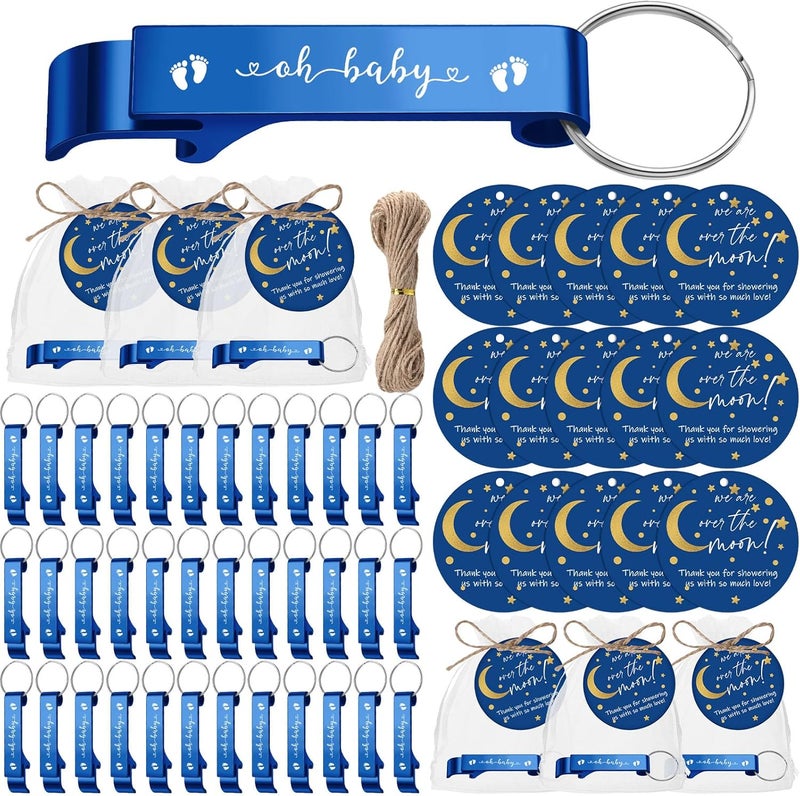 Ecation 50 Sets Baby Shower Favors for Guests 50 Bottle Openers 50 Thank Tags 50 Organza Bags with Twine Return Gift for Gender Reveal Halloween Thanksgiving Fall Party Girl Boy(Moon) - Image 1